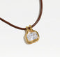 The M Jewelers Naia Cubic Zirconia Pendant Leather Cord Necklace