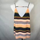 Loft Women Sz M Camisole Strappy Cami Multi Color Boho Horizontal Stripes