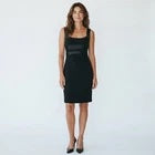 Jones New York Black Cocktail Dress Size 8 Satin Waist Detail Sleeveless