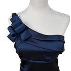 Cache Navy Blue One Shoulder Mermaid Formal Gown Sz 10 Satin Evening Prom Dress