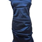 Cache Navy Blue One Shoulder Mermaid Formal Gown Sz 10 Satin Evening Prom Dress