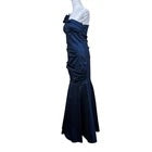 Cache Navy Blue One Shoulder Mermaid Formal Gown Sz 10 Satin Evening Prom Dress