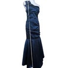 Cache Navy Blue One Shoulder Mermaid Formal Gown Sz 10 Satin Evening Prom Dress