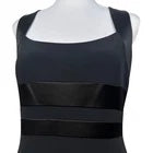 Jones New York Black Cocktail Dress Size 8 Satin Waist Detail Sleeveless