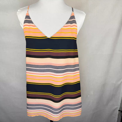 Loft Women Sz M Camisole Strappy Cami Multi Color Boho Horizontal Stripes