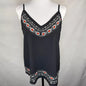 Tecrew Tank Top Sz S Black Embroidered Red White Gray Boho