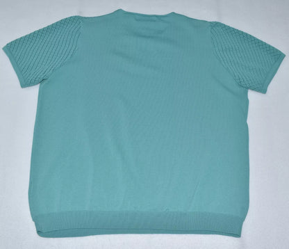 Alfred Dunner Top Sz L Solid Light Green Knit Crew Neck Short Sleeve