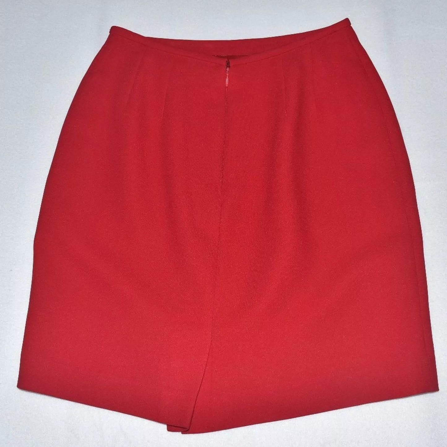 Kasper Pencil Skirt Sz 4 Red Crepe Back Zipper Vintage Lined