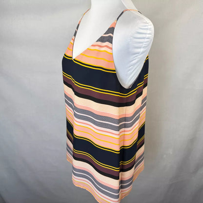 Loft Women Sz M Camisole Strappy Cami Multi Color Boho Horizontal Stripes