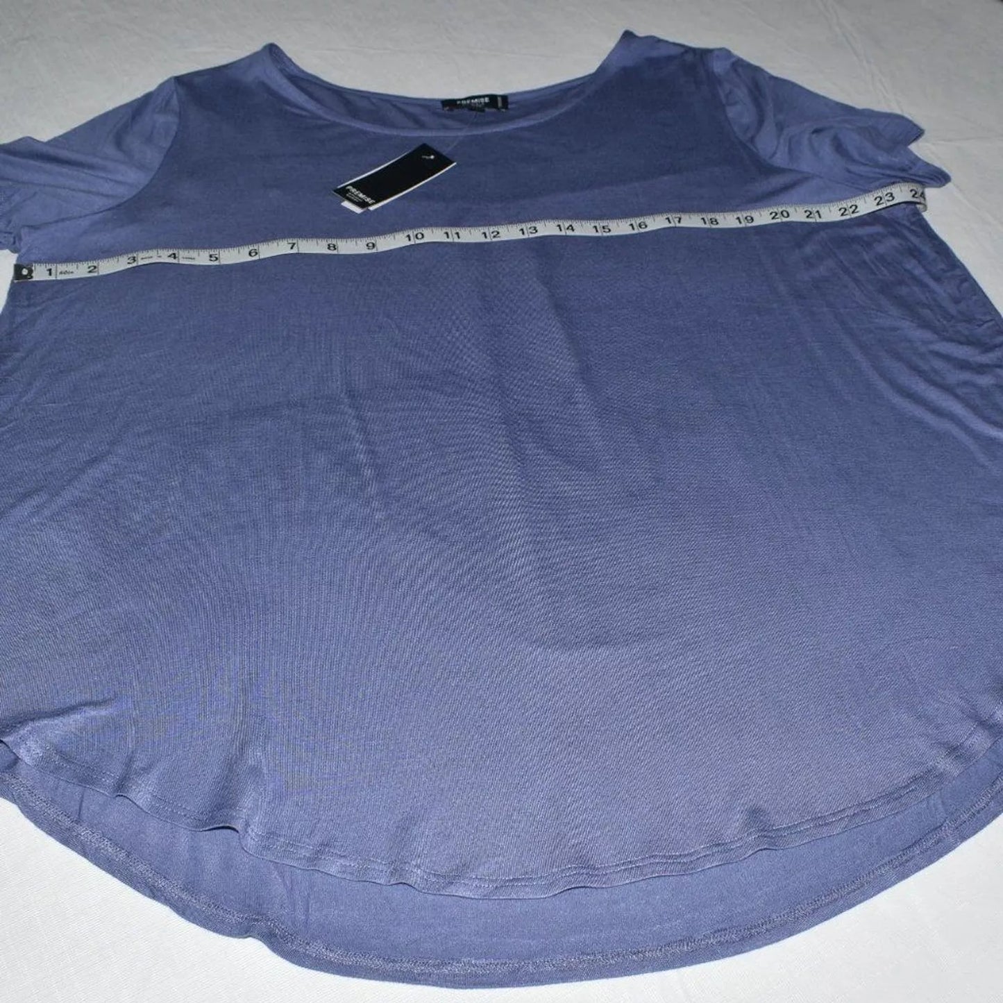 Premise Studio Top Women Size 1X Twilight Blue Short Sleeve Boat neckline