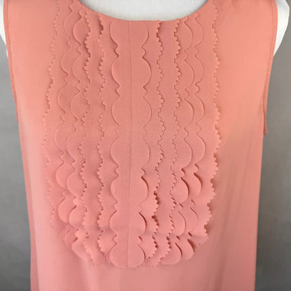 Banana Republic Women Top Sz S Dusty Peach Round Neck Scallop Accent Keyhole