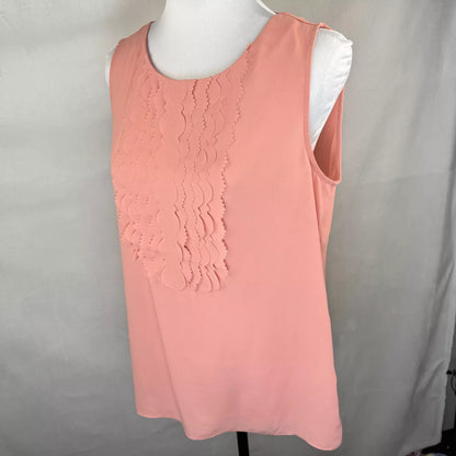 Banana Republic Women Top Sz S Dusty Peach Round Neck Scallop Accent Keyhole