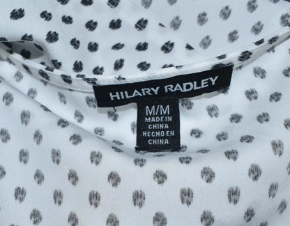 Hilary Radley Top Sz M Lightweight Polka Dot Cap Sleeve V Neck