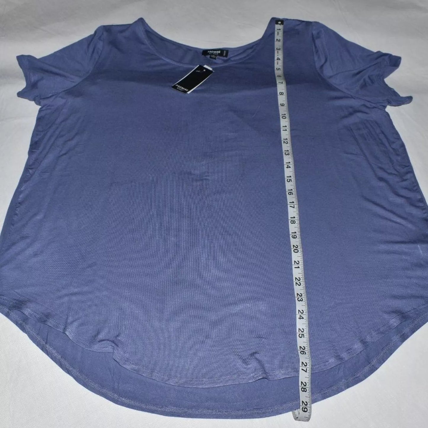 Premise Studio Top Women Size 1X Twilight Blue Short Sleeve Boat neckline