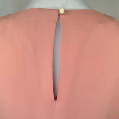 Banana Republic Women Top Sz S Dusty Peach Round Neck Scallop Accent Keyhole