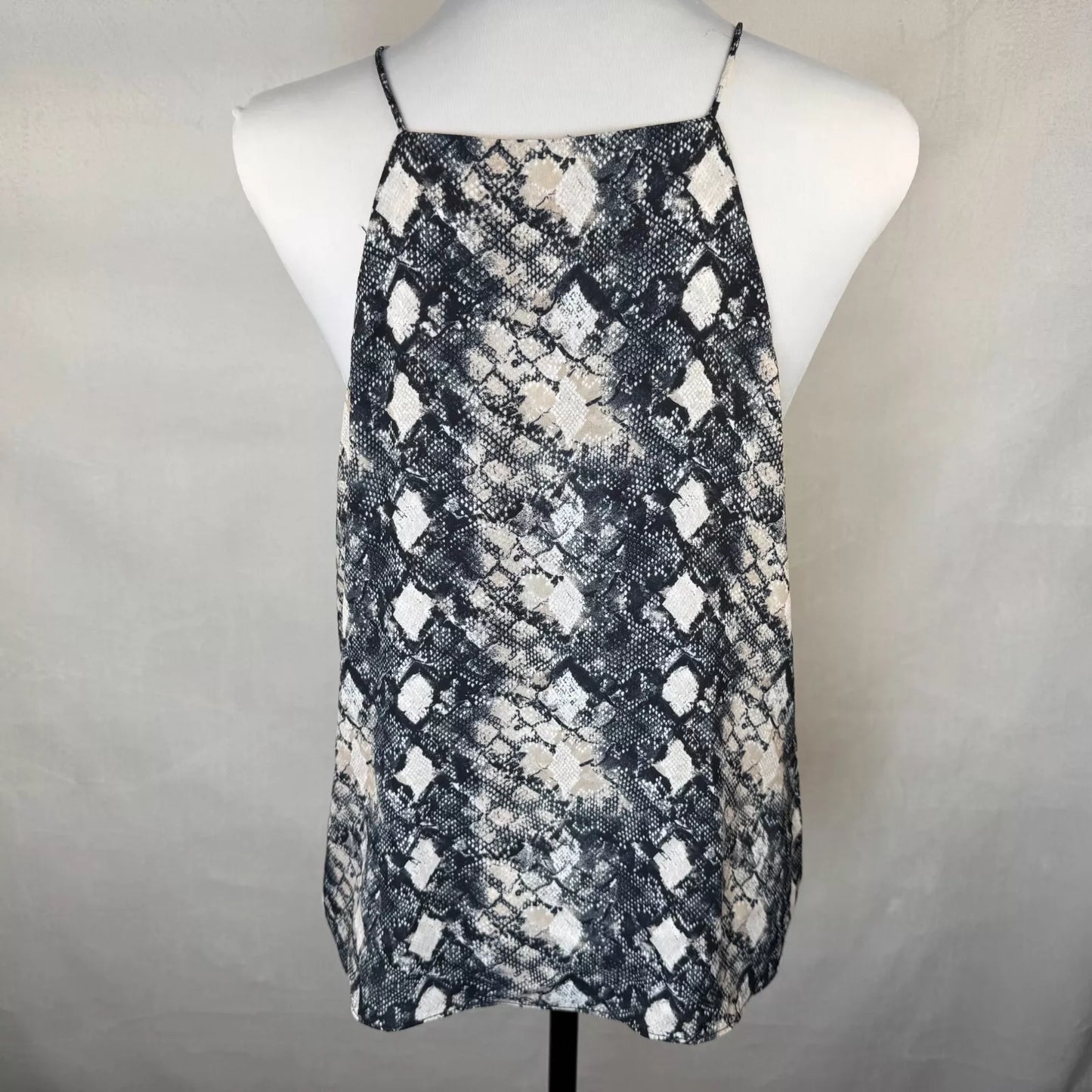 WAYF Women Strappy Camisole Sz M Snake Print Lace Plunge Neck