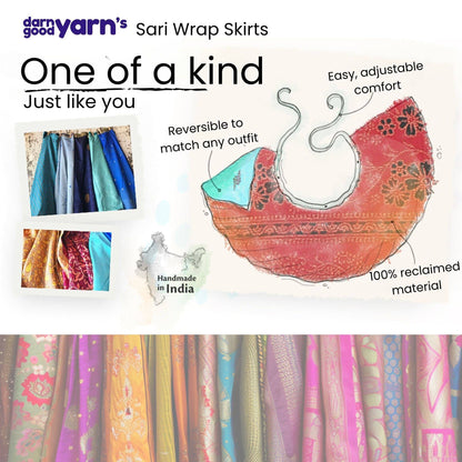 Darn Good Yarn Women's Recycled Sari Wrap Skirt Reversible Boho