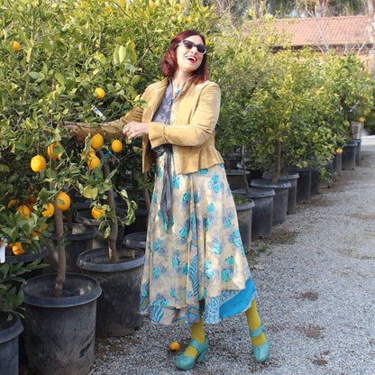Darn Good Yarn Women's Recycled Sari Wrap Skirt Reversible Boho